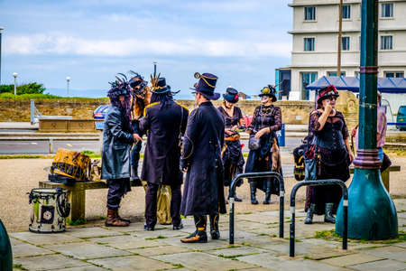 England Morecambe July 22nd 2016 A group of stylish retro vintage men and women festival based in Morecambeのeditorial素材