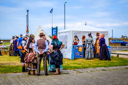 England Morecambe July 22nd 2016 A group of stylish retro vintage men and women festival based in Morecambeのeditorial素材