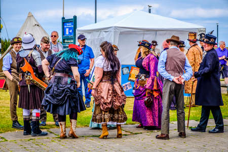 England Morecambe July 22nd 2016 A group of stylish retro vintage men and women festival based in Morecambeのeditorial素材