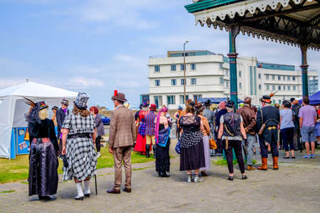 England Morecambe July 22nd 2016 A group of stylish retro vintage men and women festival based in Morecambeのeditorial素材