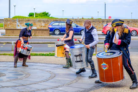 England Morecambe July 22nd 2016 A group of stylish retro vintage men and women festival based in Morecambeのeditorial素材
