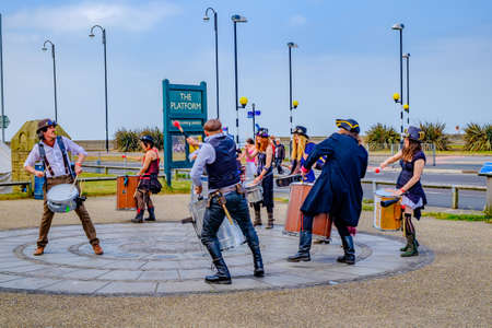 England Morecambe July 22nd 2016 A group of stylish retro vintage men and women festival based in Morecambeのeditorial素材
