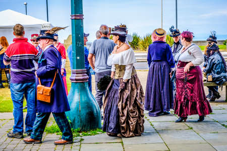 England Morecambe July 22nd 2016 A group of stylish retro vintage men and women festival based in Morecambeのeditorial素材