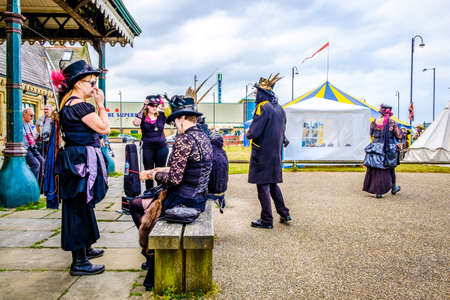 England Morecambe July 22nd 2016 A group of stylish retro vintage men and women festival based in Morecambeのeditorial素材