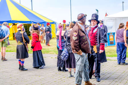 England Morecambe July 22nd 2016 A group of stylish retro vintage men and women festival based in Morecambeのeditorial素材