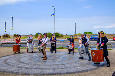 England Morecambe July 22nd 2016 A group of stylish retro vintage men and women festival based in Morecambeのeditorial素材