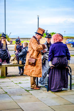England Morecambe July 22nd 2016 A group of stylish retro vintage men and women festival based in Morecambeのeditorial素材