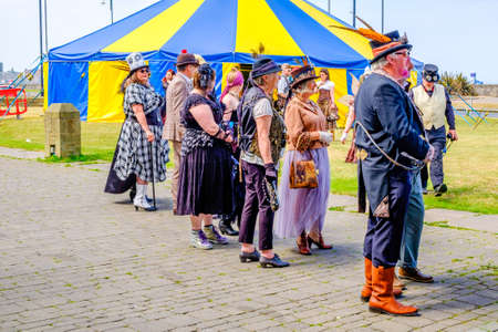 England Morecambe July 22nd 2016 A group of stylish retro vintage men and women festival based in Morecambeのeditorial素材