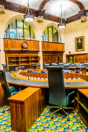 London, England / UK - September 27 2019 UK Supreme Court interior with chars and desksのeditorial素材