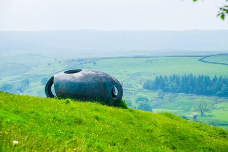 Viewing spaceship shaped viewing house at Wycoller Counrty Parkの写真素材