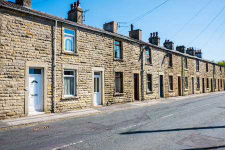 Carnforth Uk 25 May 2020 Row of smart terraced house in Carnforthのeditorial素材
