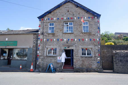 Arnside Uk 24 May2020 Arnside sailing Club house decorated with flags