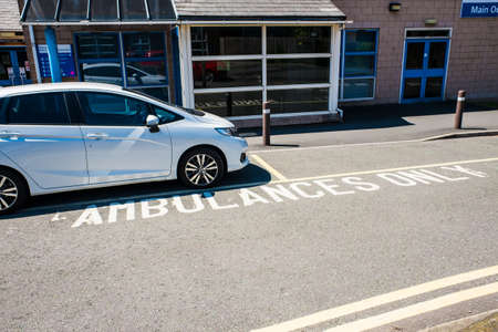 Lancaster UK 30 May 2020 Car parked on amublances only bay Lancasterのeditorial素材