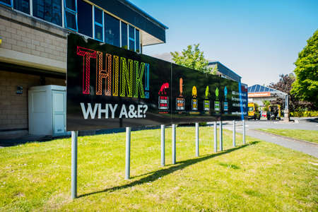 Lancaster Uk 30 May 2020 Why A and E sign outside Lancaster Hospital UKのeditorial素材