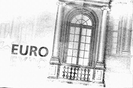 abstract euro note textured background in grey and whiteの写真素材