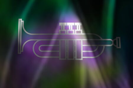 purple color, spotlights, Abstract background of neon lines and rays.の写真素材