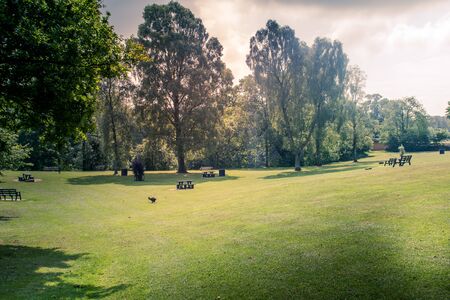 Kirkby Lonsdale Cumbria England park next to River Luneの写真素材