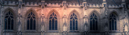 panorama of the windows of the famous Gloucester Cathedral, Englandのeditorial素材