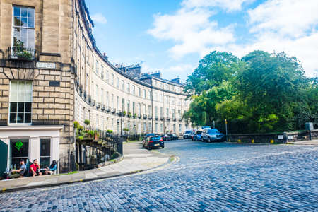 Edinburgh Scotland 6th August 2020 Beautiful Georgian House on the curved stret Heriot Row In Edinburghのeditorial素材