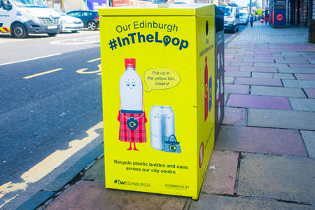 Edinburgh Scotland 6th Aug 2020 Recycling bins on the streets of Edinburgh, Scotlandのeditorial素材