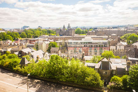 Edinburgh Scotland 6th Aug 2020 View from Edinburgh Castle leading down to the Grassmarket in the foreground.のeditorial素材