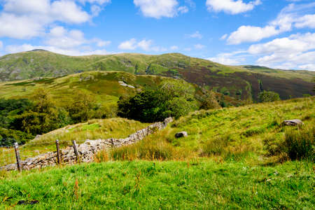 Rolling Famland near Kirkstone Pass in The Lake District UKの写真素材