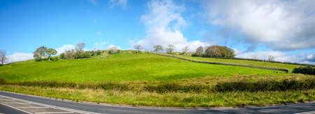 View across open farmland near Ings in the Lake Distictの写真素材