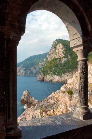 Italy - Porto Venere - Arcade at St Peters Churchの写真素材