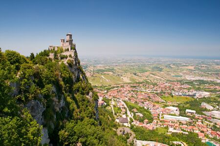 First Tower Guaita Horizontal view at Repubblica di San Marinoの写真素材