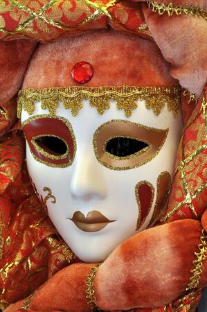 Close up of Venetian Mask - Lady with red costumeの写真素材