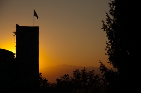 Sunset at Rive D aArcano castle - Udine - Italyの写真素材