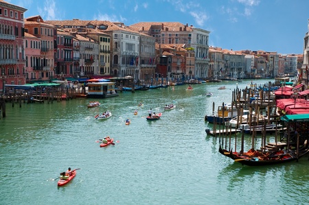 Italy - Venezia - Rowing boats on Canal Grandeのeditorial素材