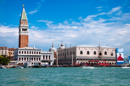 Postcard of San Marco belfry and dodge's palace at venezia - italyのeditorial素材