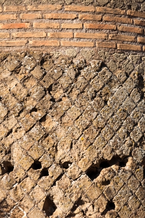 Details of ancient roman bricks wall at Villa Adriana Vertical view at Roma - Italyの写真素材
