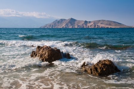 Rocks on beach at Baska in Krk - Croatiaの写真素材