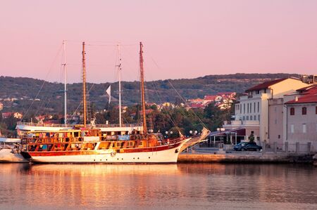 Croatia - Krk - Sailing ship docked on Krk port morning light