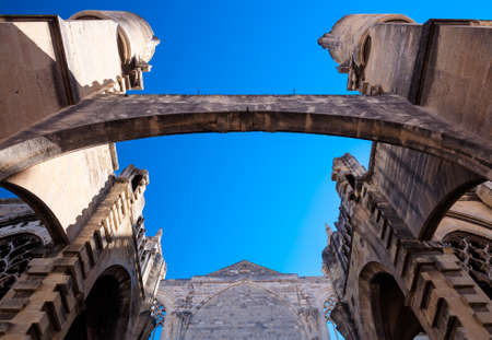 Huge external structure of Saint Just Cathedral at Narbonne - France - Horizontal View