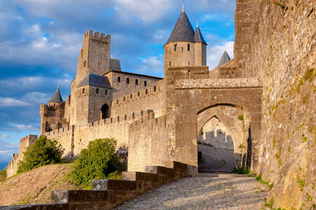 La Porte De Aude at late afternoon in Carcassonne - Franceのeditorial素材
