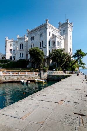 Pier at Miramare castle in Italyのeditorial素材