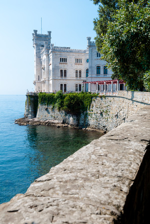 Miramare castle sight from main entrance  in Italy Verticalのeditorial素材