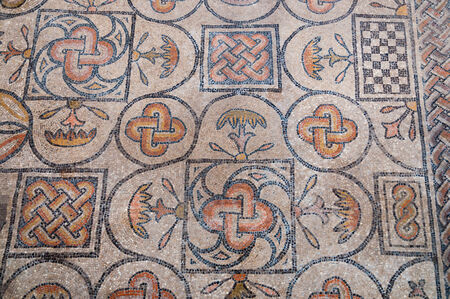 Symbols mosaics inside Basilica di Aquileia in Italyのeditorial素材