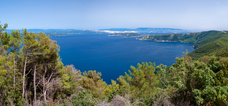 Panoramic view of adriatic sea from Cres island in Croatiaの写真素材