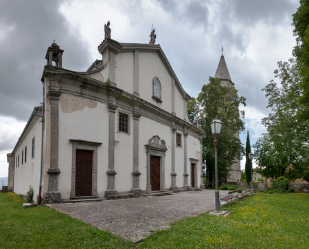 Panoramic view of side and fachade of Church of Sv Vida Modesta i Kresencije at Gracisce in Croatiaの写真素材