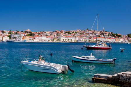 Boats in Mali Losinj bay in Croatiaのeditorial素材