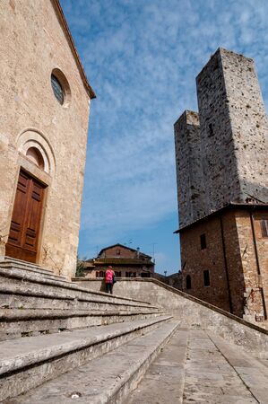 Architecture details and towers at San Gimignano - Italyの写真素材