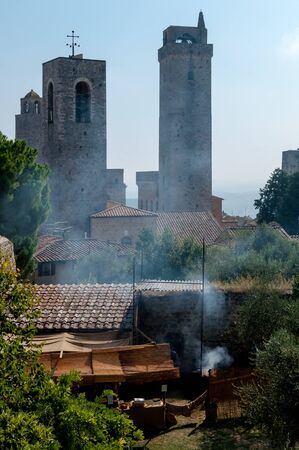 Medieval barbecue fest at San Gimignano - Italyの写真素材