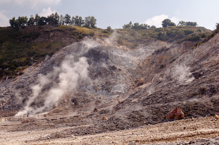 Fumarole and crater walls of active vulcano Solfatara di Pozzuoli near Napoli - Italyの写真素材