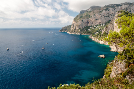 Great view of Tyrrhenian sea and Marina Piccola at Capri - Italyの写真素材