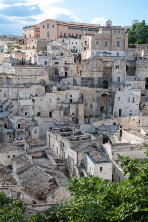 MATERA, ITALY â SEPTEMBER 15, 2014: Street panoramic view of buildings in ancient Sassi di Matera. The city is a UNESCO World Heritage site and European Capital of Culture for 2019のeditorial素材