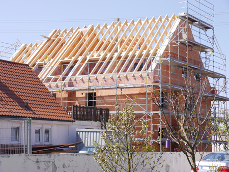 Construction of a german brick houseの写真素材